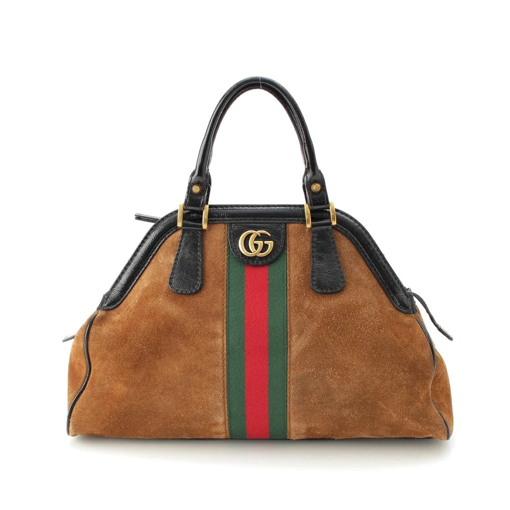 Gucci Suede Liber Ophidia Shoulder Handbag Brown